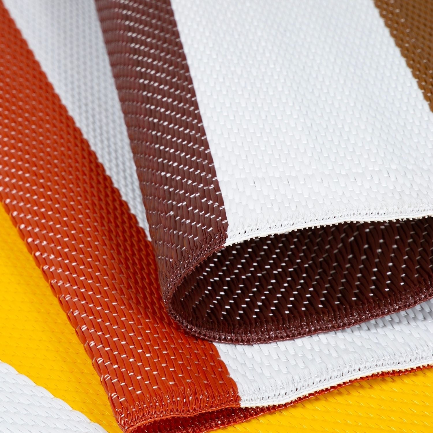Rainbow Outdoor Rug | Yellow Striped Reversible Flatweave | Lightweight