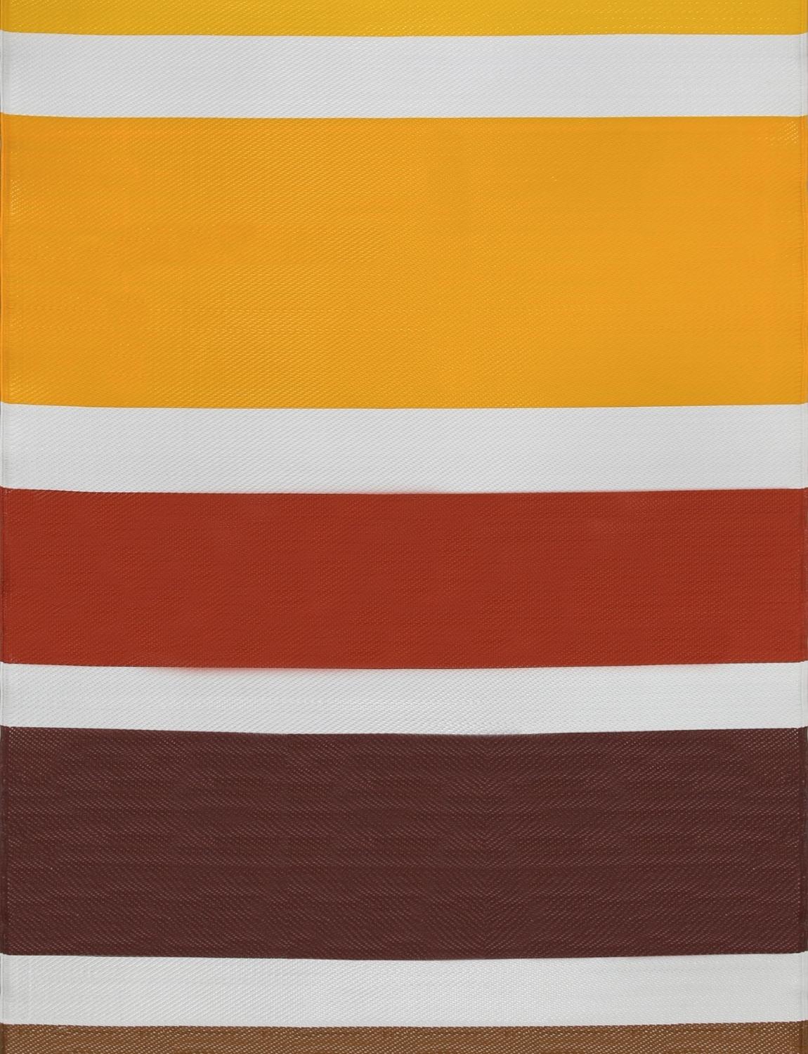 Rainbow Outdoor Rug in yellow striped reversible lightweight flatweave