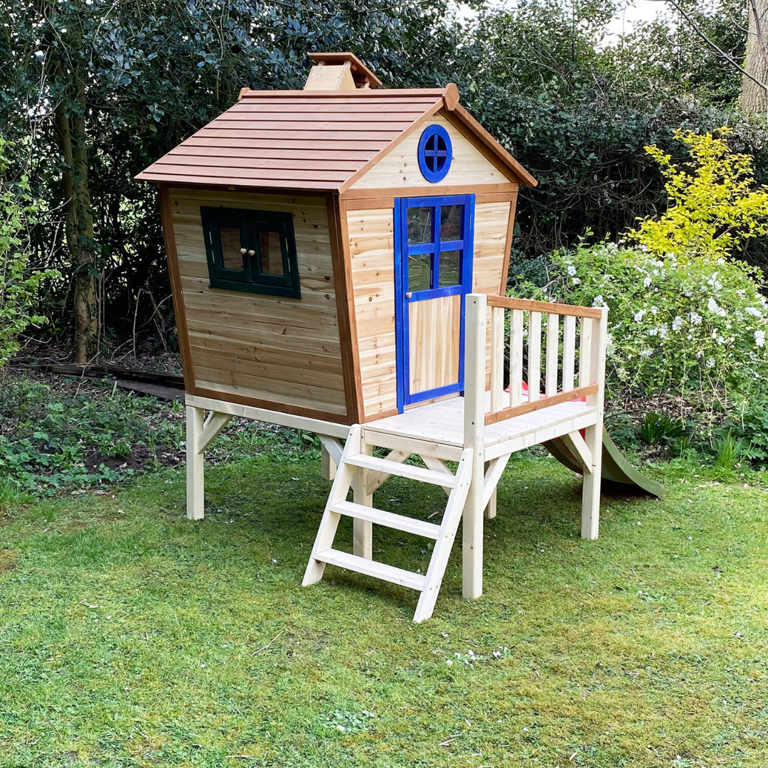 Redwood Tower Wooden Playhouse with Slide & Ladder | Kids' Garden Climbing Frame