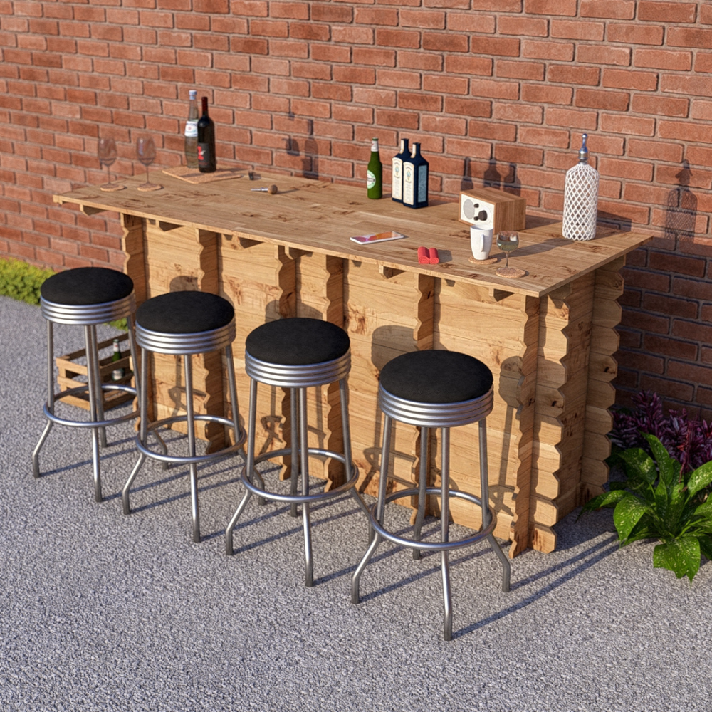Large Wooden Interlock Bar | 2m Solid Timber Garden Bar