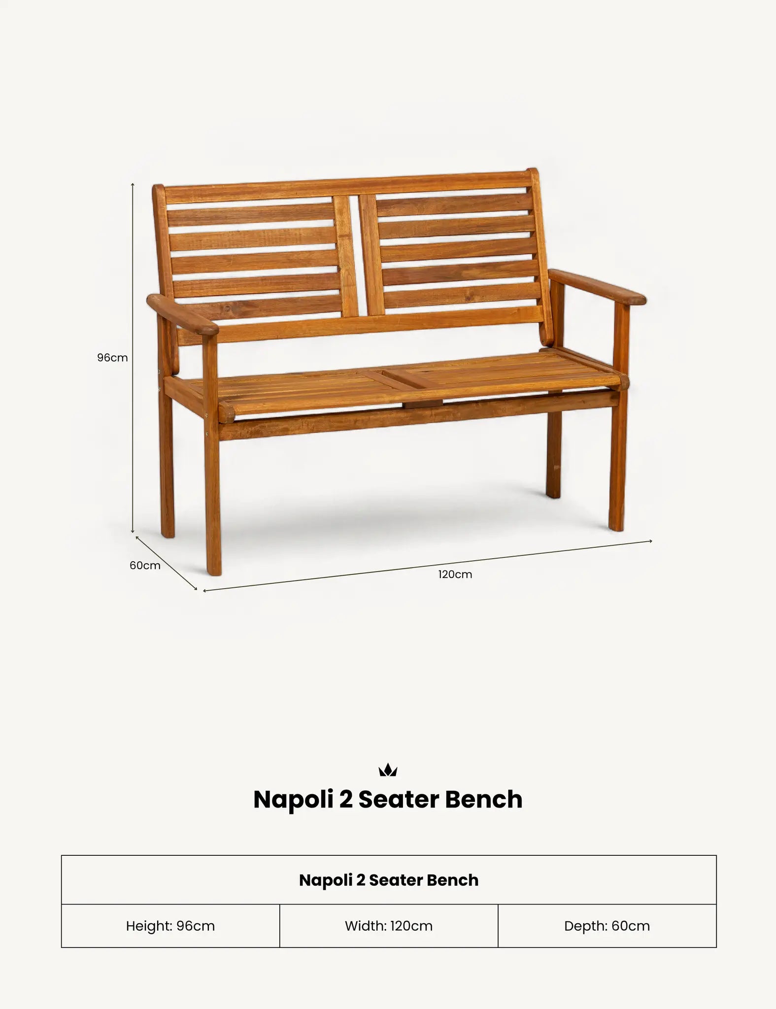 Royalcraft Napoli 2 Seater Garden Bench | Steel Frame