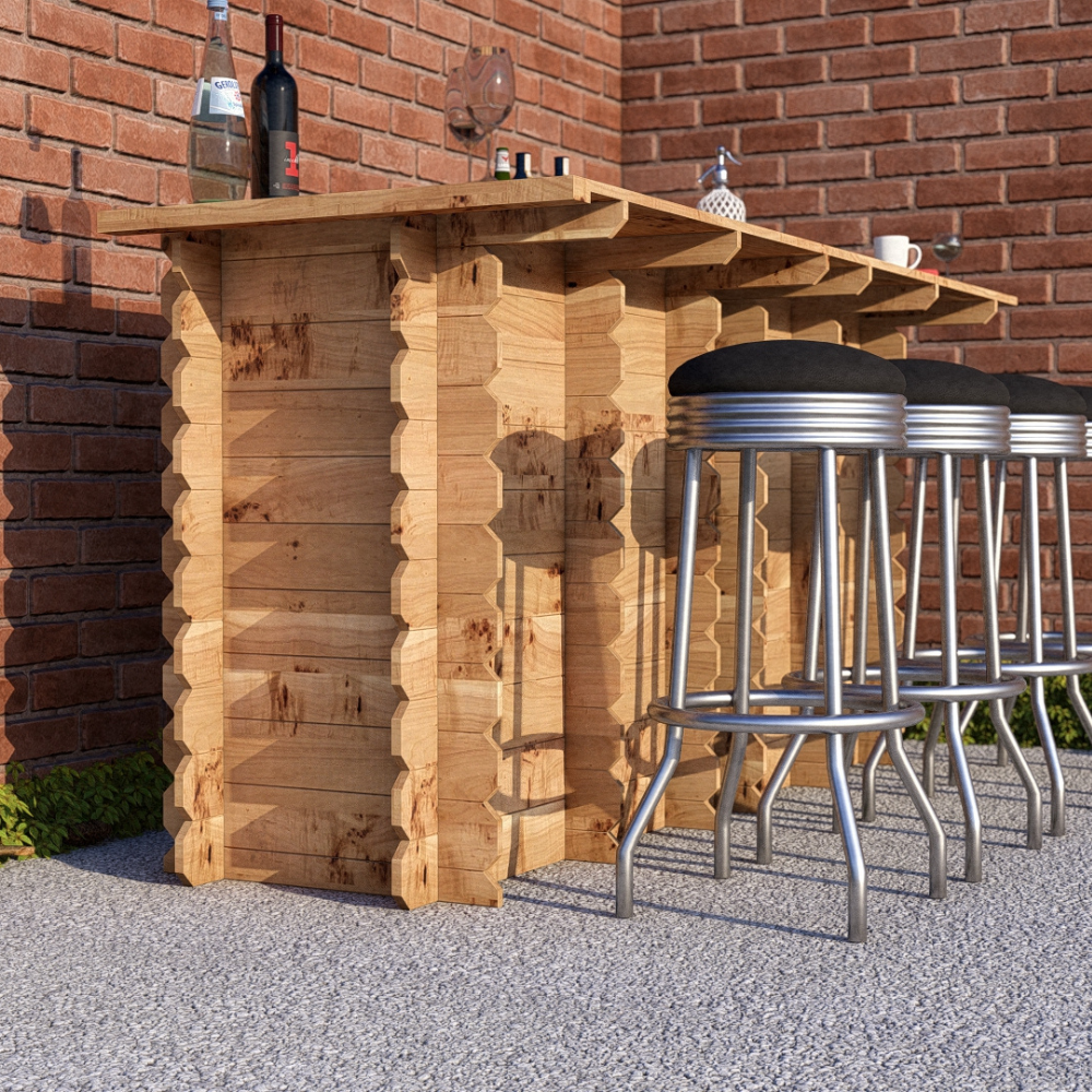 Large Wooden Interlock Bar | 2m Solid Timber Garden Bar