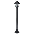 Staid four-panel lamp post light in black resin