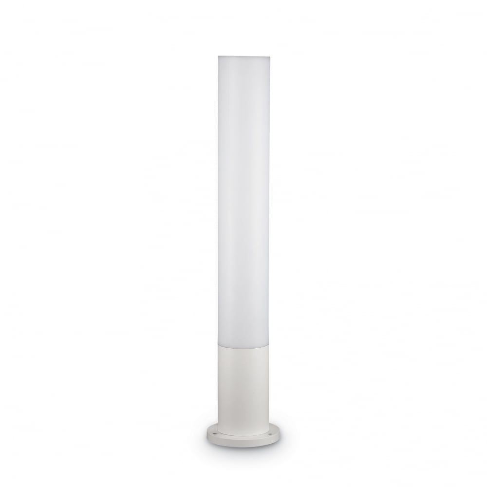 Edo cylinder bollard light in white aluminium