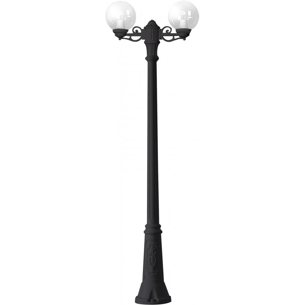 Globe 250 Gigi-Bisso twin head post light in black with clear diffusers