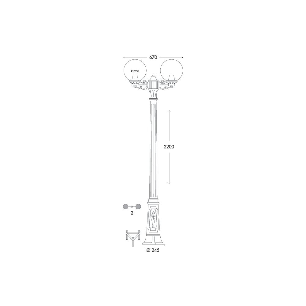Globe 250 Gigi-Bisso Twin Head Post Light | Black Clear