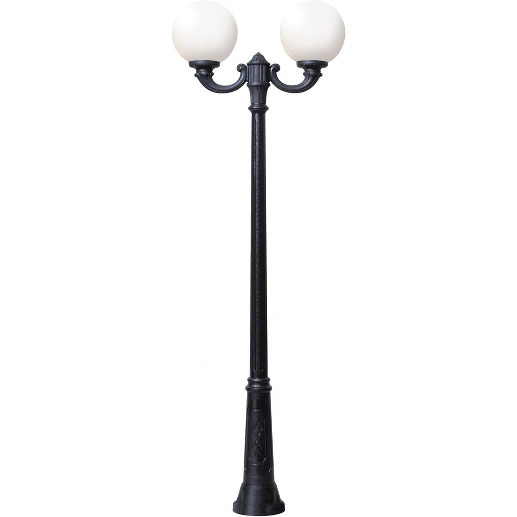 Globe 300 Ricu-Ofir twin head post light in black with opal diffusers
