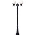 Globe 300 Ricu-Ofir twin head post light in black with opal diffusers