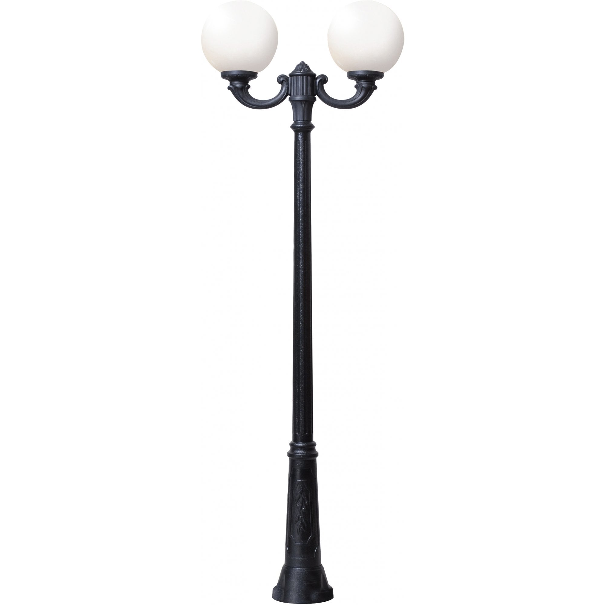 Globe 300 Ricu-Ofir twin head post light in black with opal diffusers