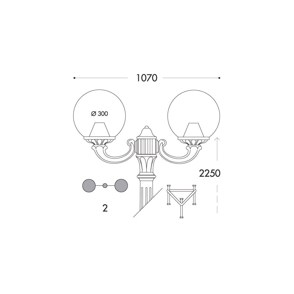 Globe 300 Ricu-Ofir Twin Head Post Light | Black Opal
