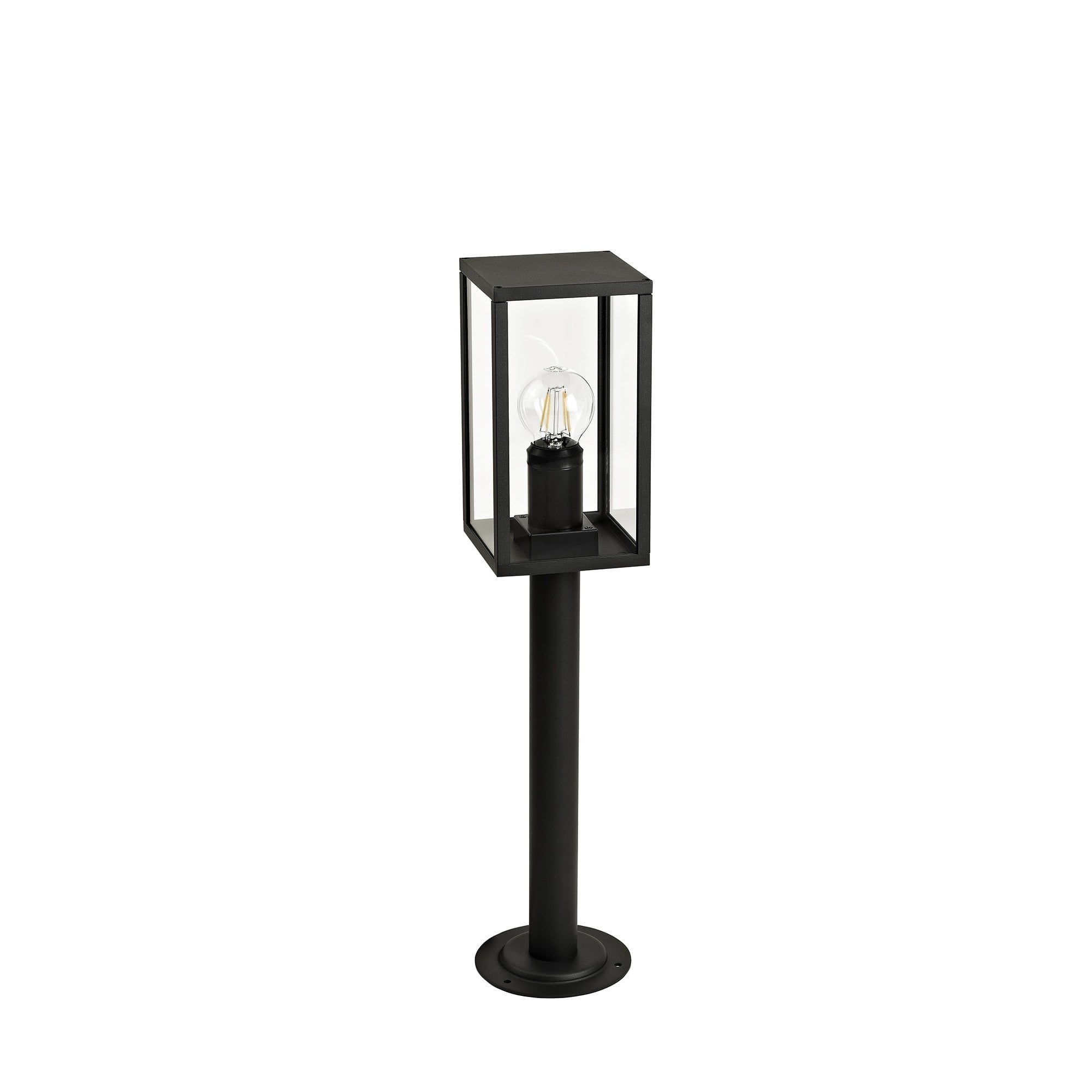 Compact Outdoor Post Light | Graphite Black with Clear Shade