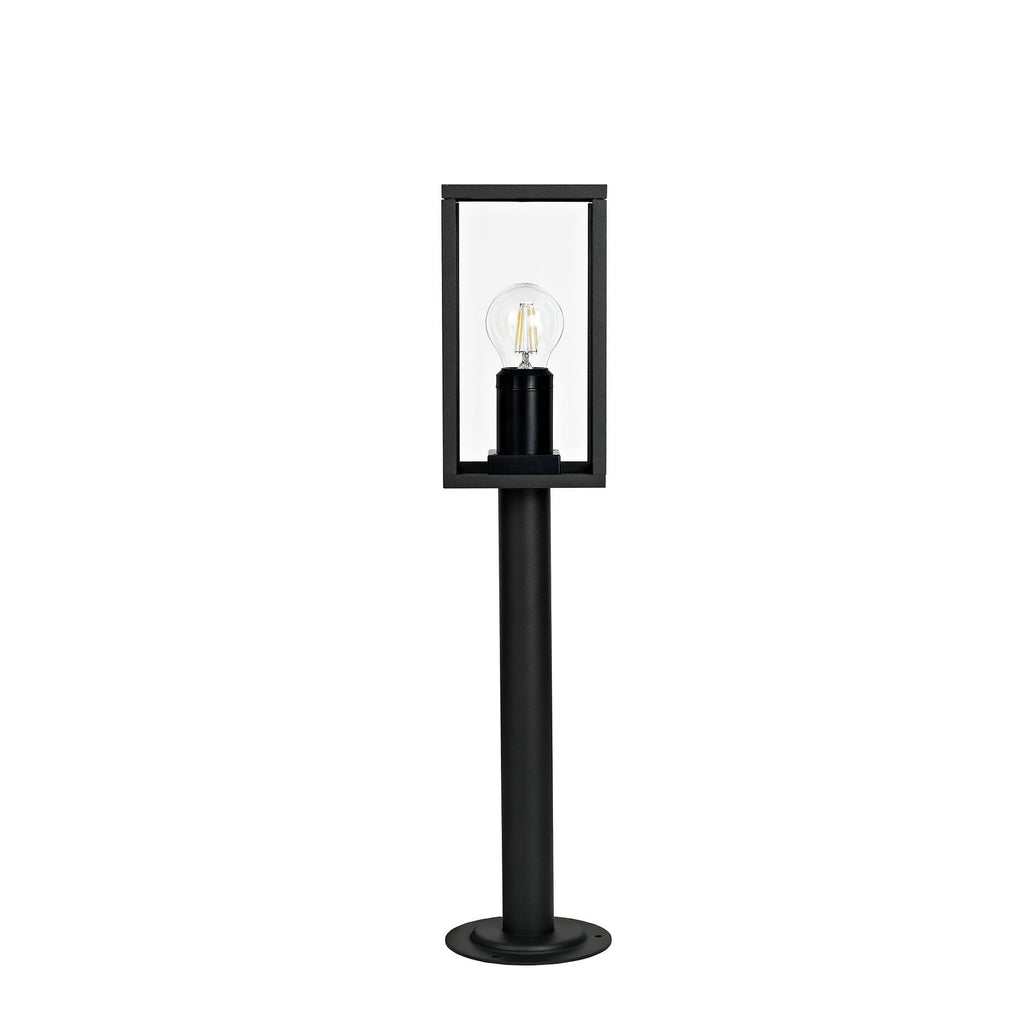 Compact Outdoor Post Light | Graphite Black with Clear Shade