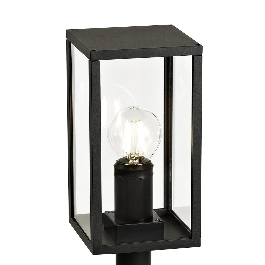 Compact Outdoor Post Light | Graphite Black with Clear Shade