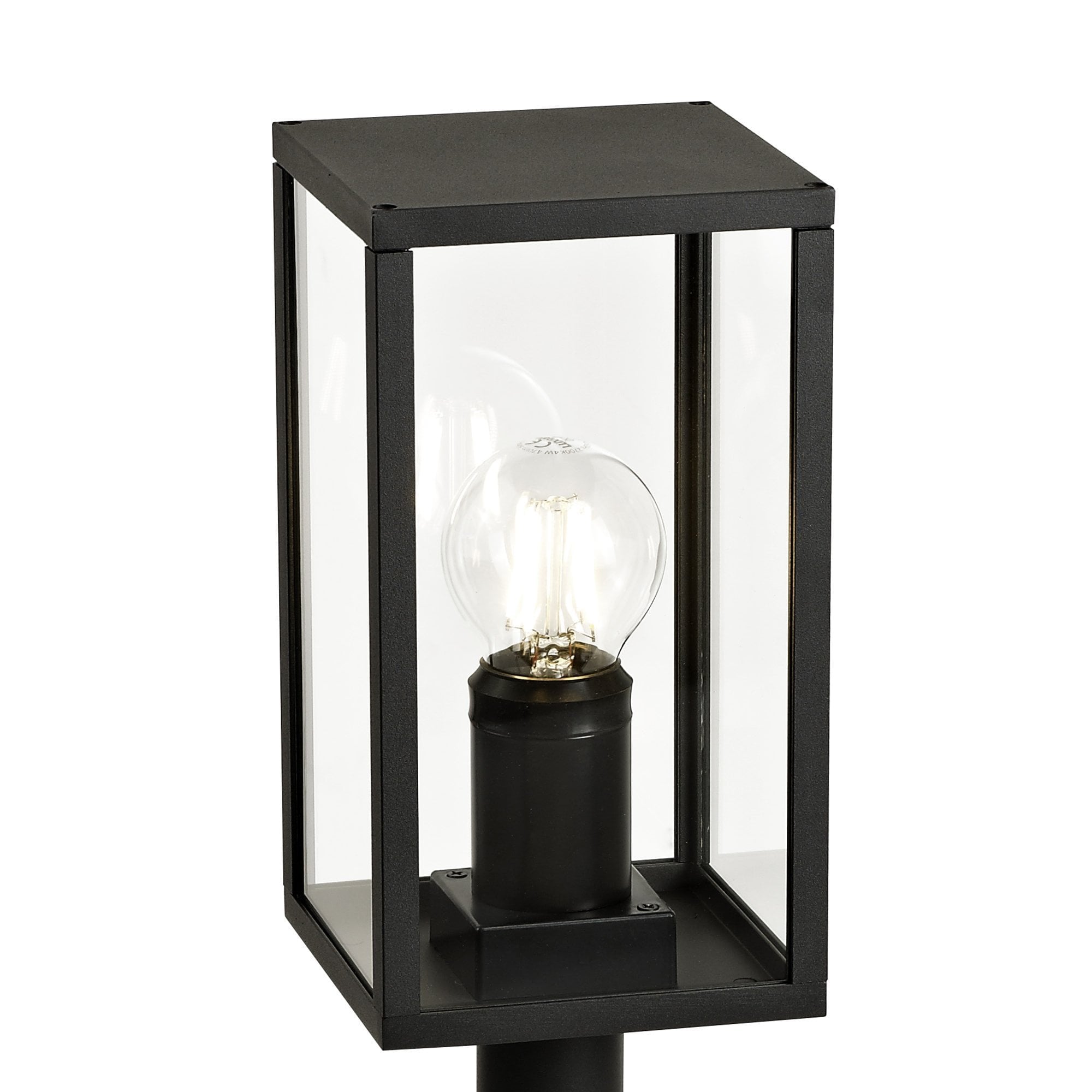 Compact Outdoor Post Light | Graphite Black with Clear Shade