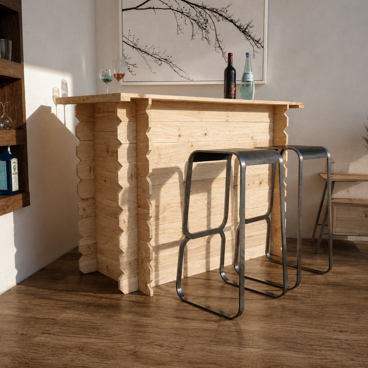 Rustic Wooden Interlock Bar