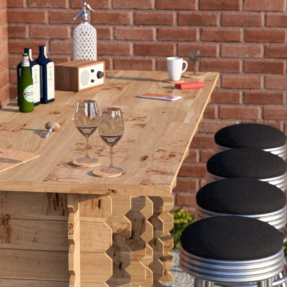 Large Wooden Interlock Bar | 2m Solid Timber Garden Bar