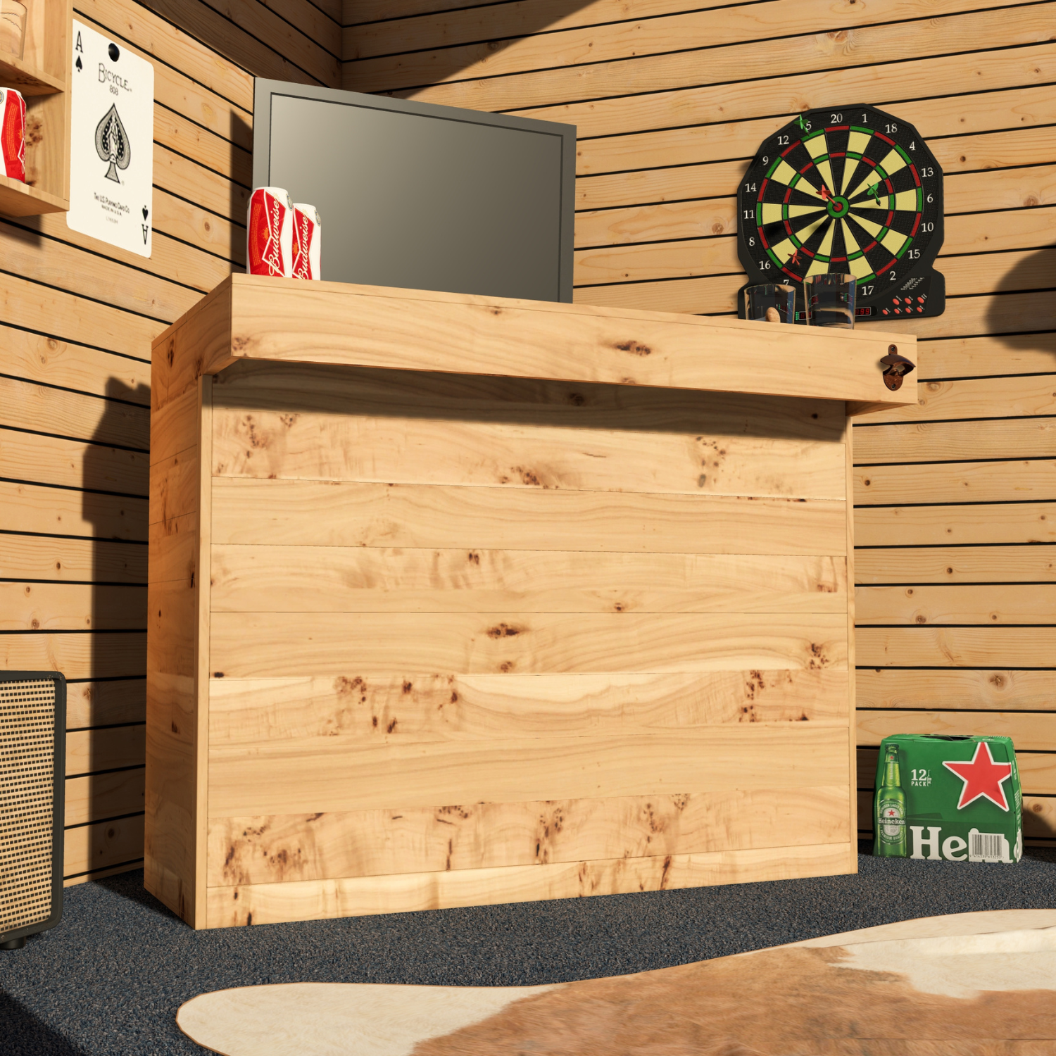 Rustic Wooden Bar - Man Cave Edition