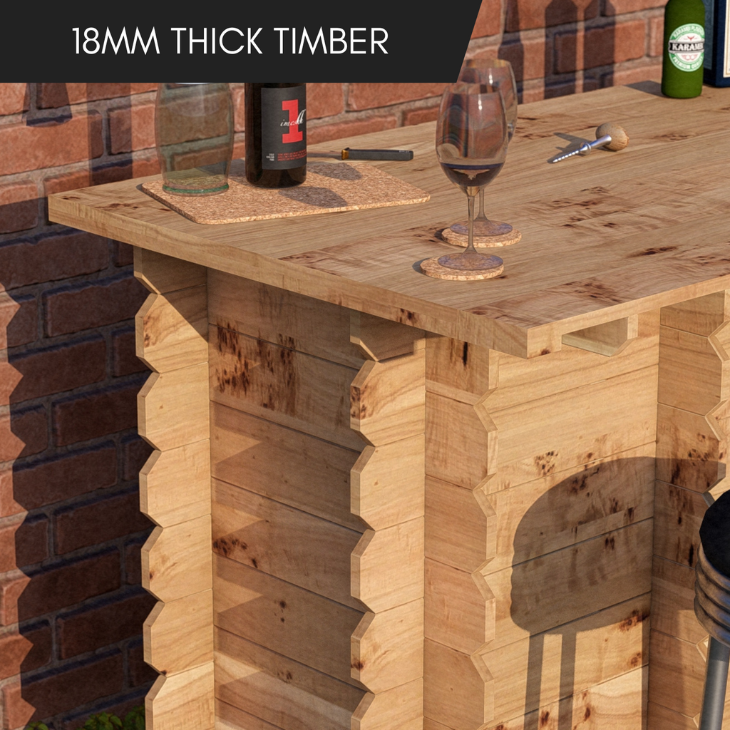 Large Wooden Interlock Bar | 2m Solid Timber Garden Bar