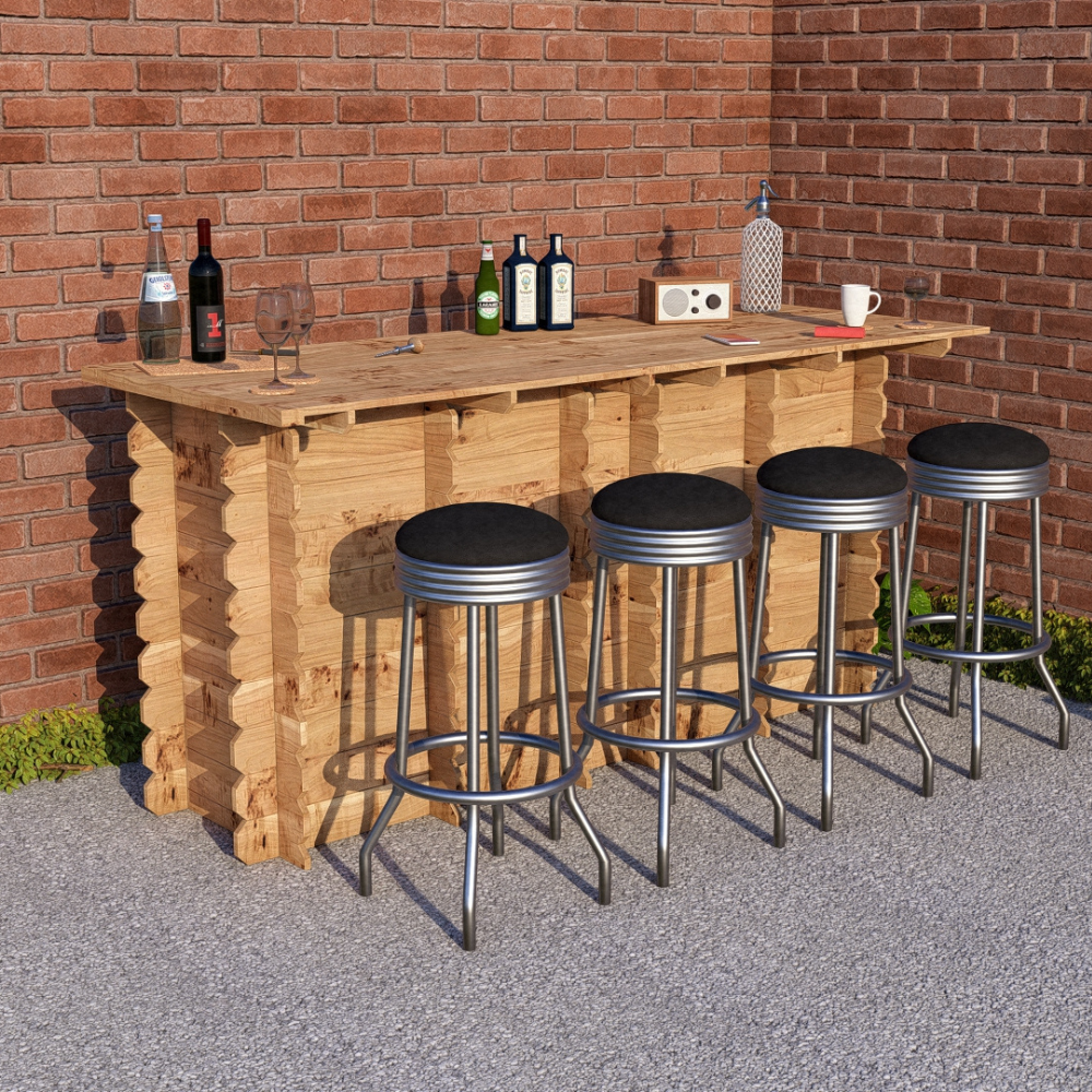 Large 2-metre wooden interlock garden bar in solid timber