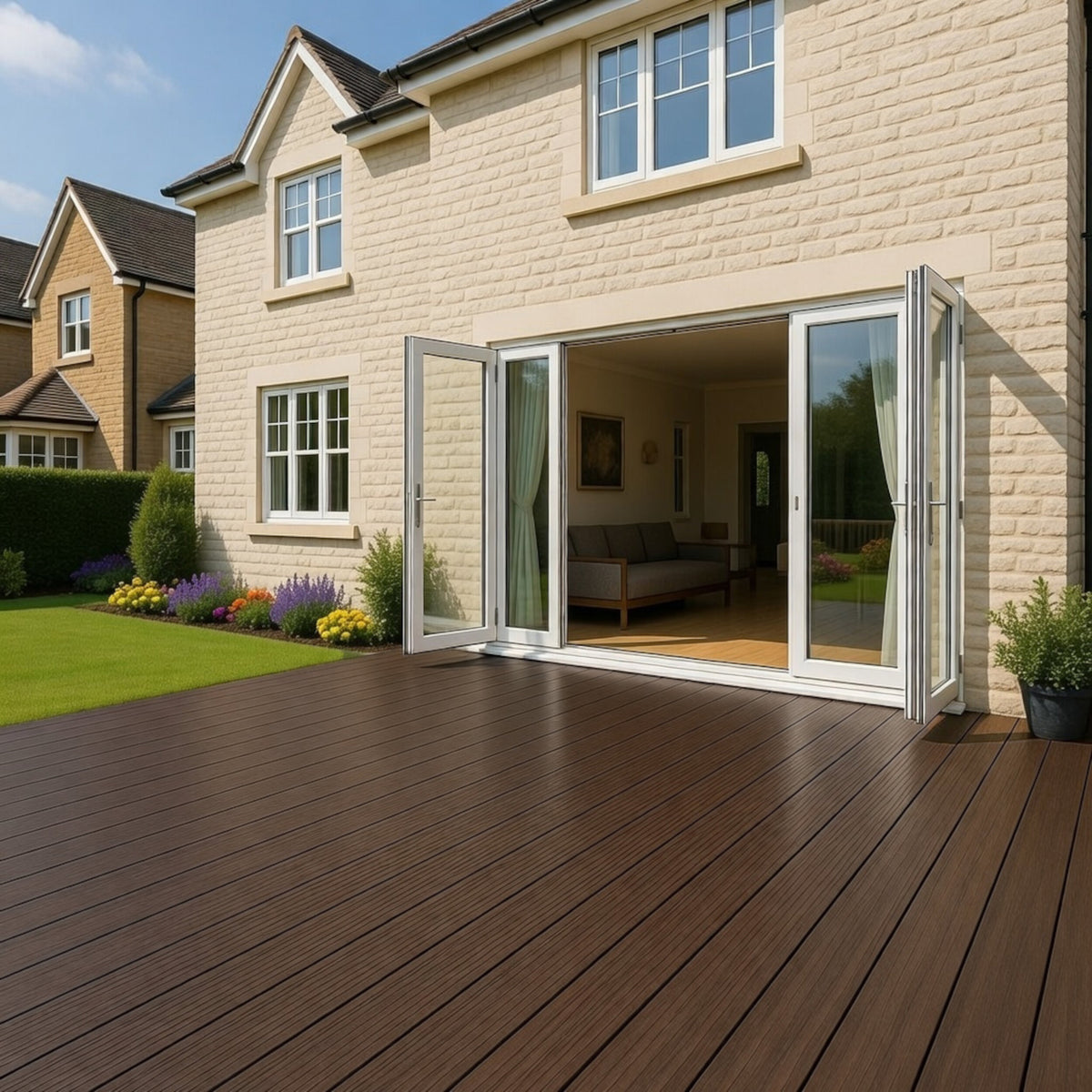 Light Neo Composite Decking Board Brown | Pack of 5