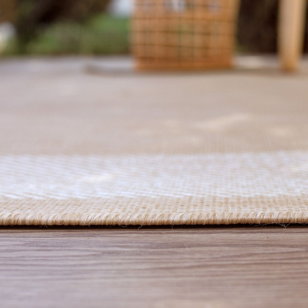 Ecology Outdoor Rug | Beige Bordered Flatweave | Weatherproof Polypropylene