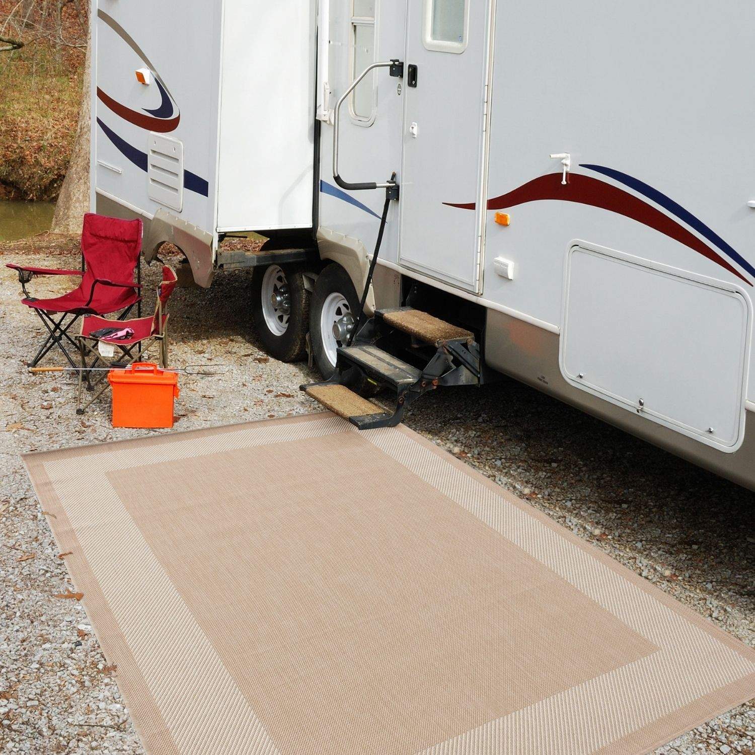 Ecology Outdoor Rug | Beige Bordered Flatweave | Weatherproof Polypropylene
