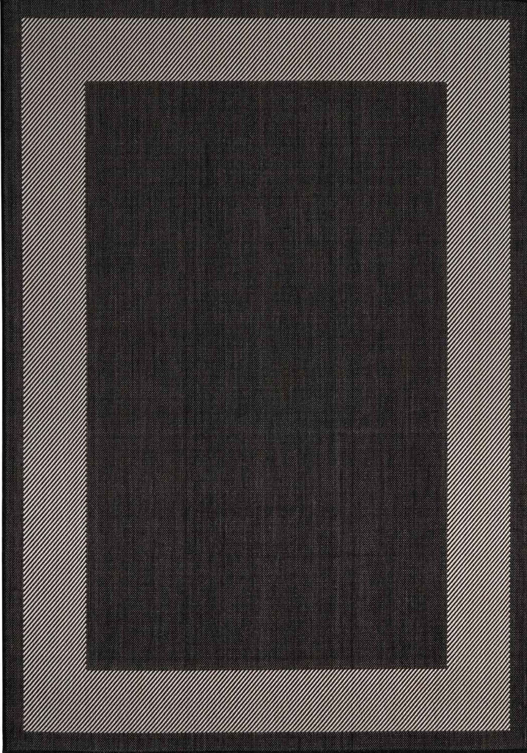 Ecology Outdoor Rug in black bordered weatherproof polypropylene