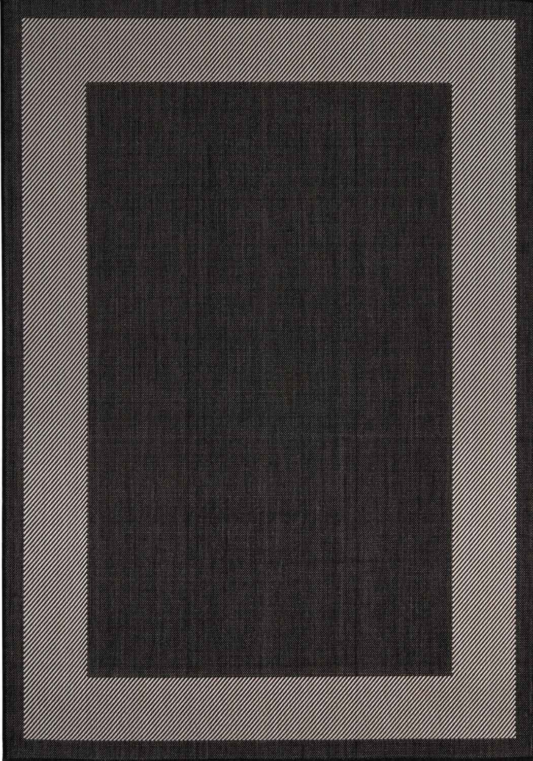 Ecology Outdoor Rug in black bordered weatherproof polypropylene