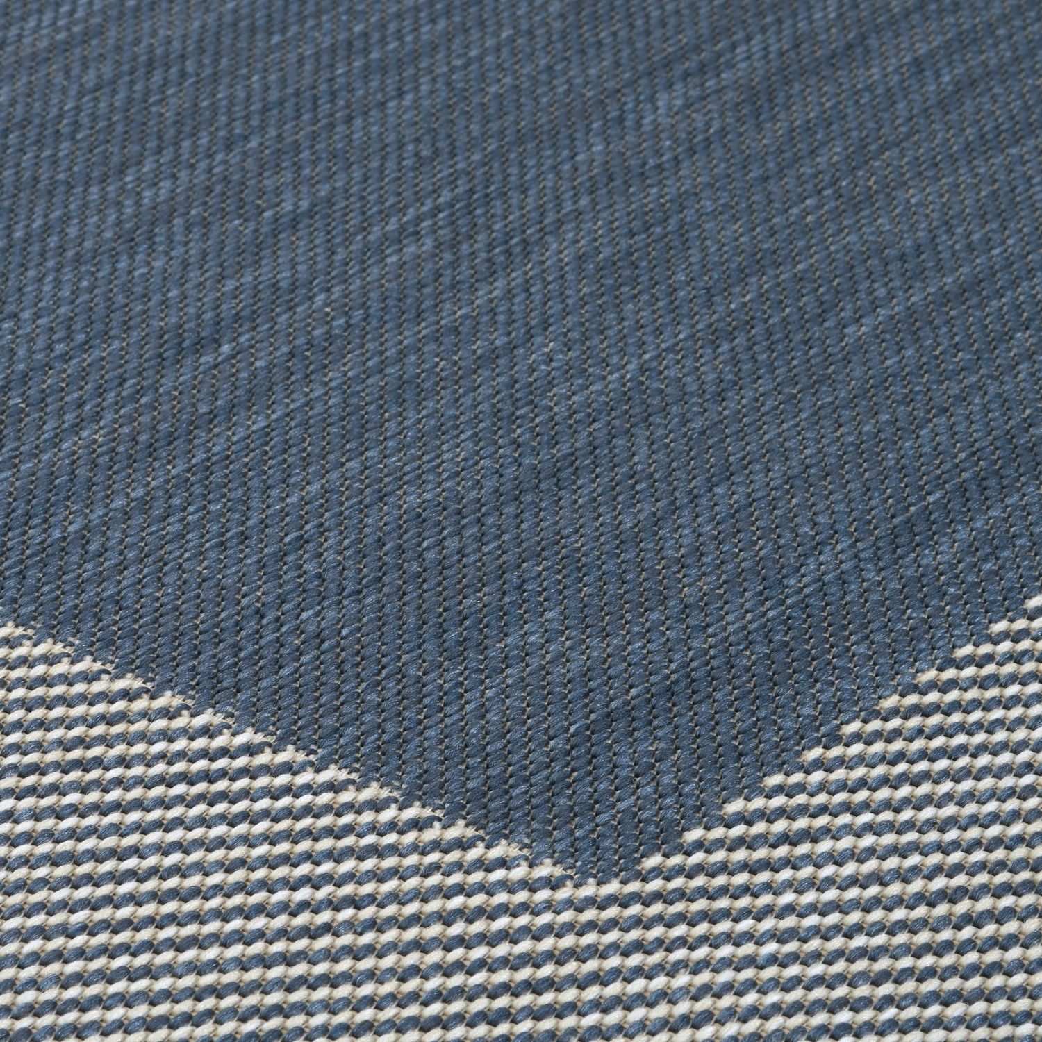 Ecology Outdoor Rug | Blue Bordered Flatweave | Weatherproof Polypropylene
