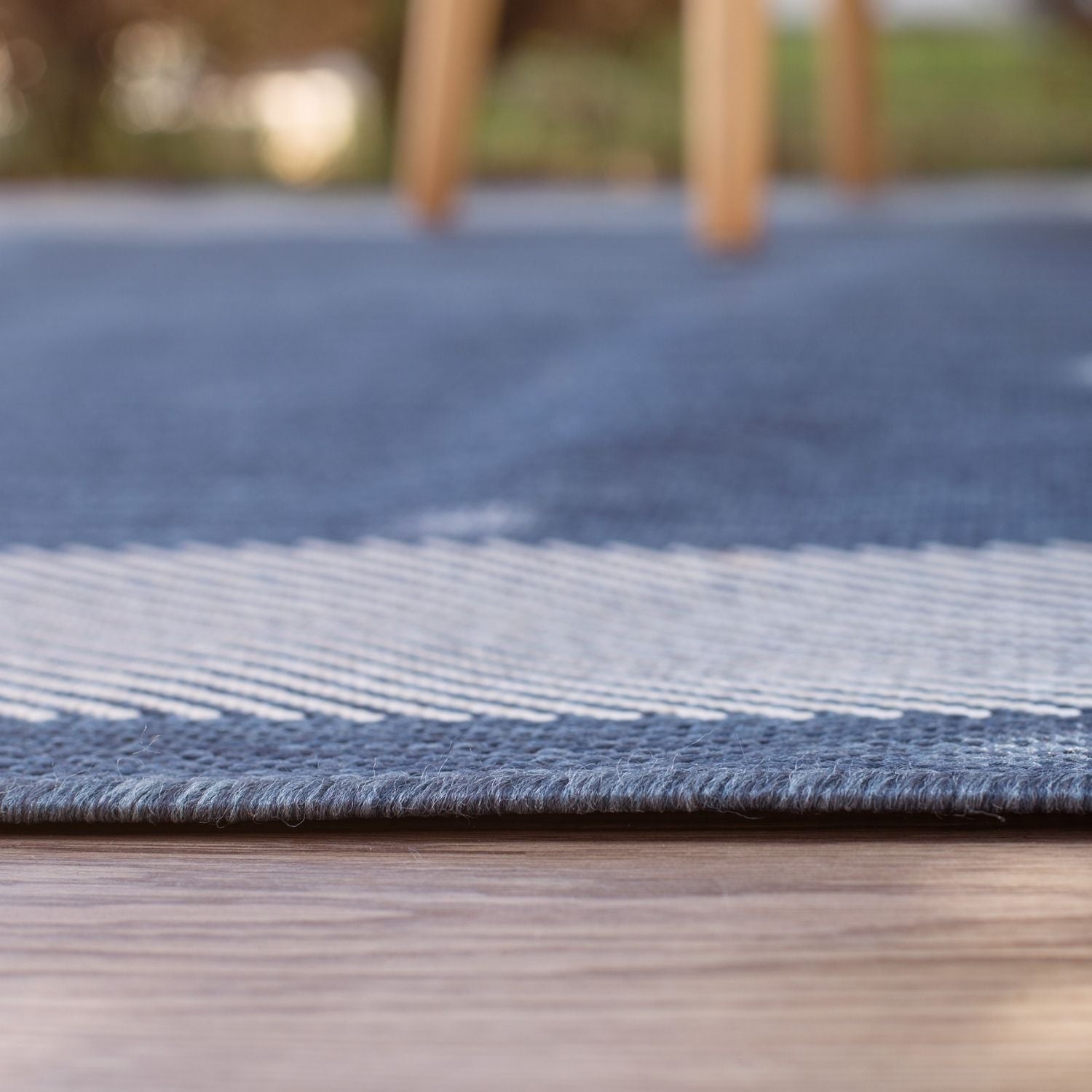 Ecology Outdoor Rug | Blue Bordered Flatweave | Weatherproof Polypropylene