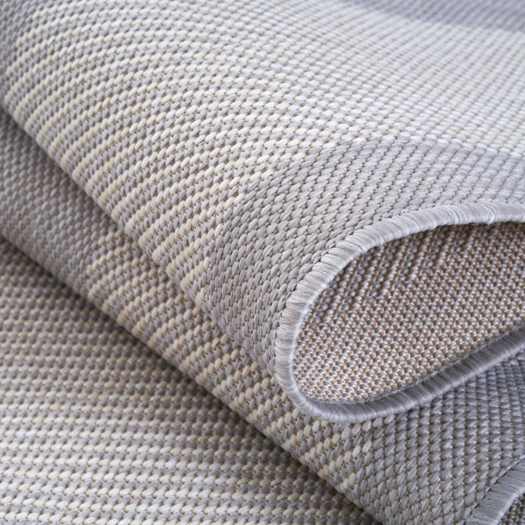 Ecology Outdoor Rug | Grey Bordered Flatweave | Weatherproof Polypropylene