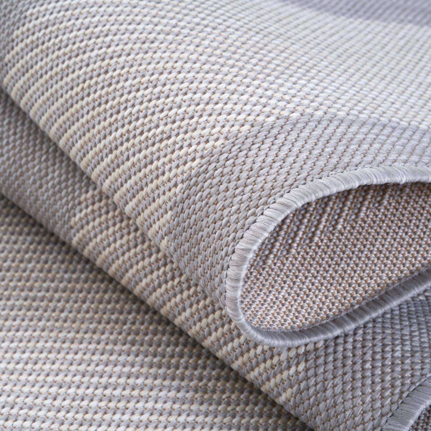 Ecology Outdoor Rug | Grey Bordered Flatweave | Weatherproof Polypropylene