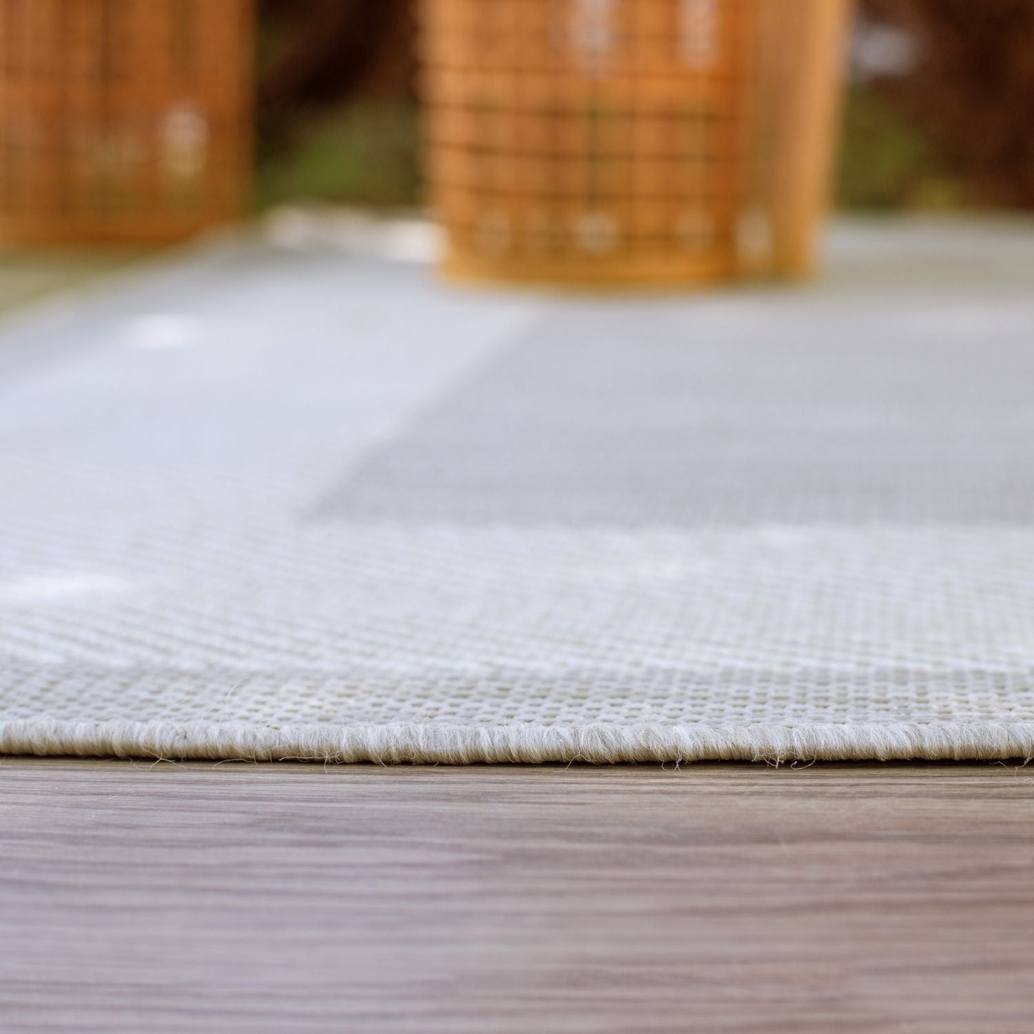 Ecology Outdoor Rug | Grey Bordered Flatweave | Weatherproof Polypropylene