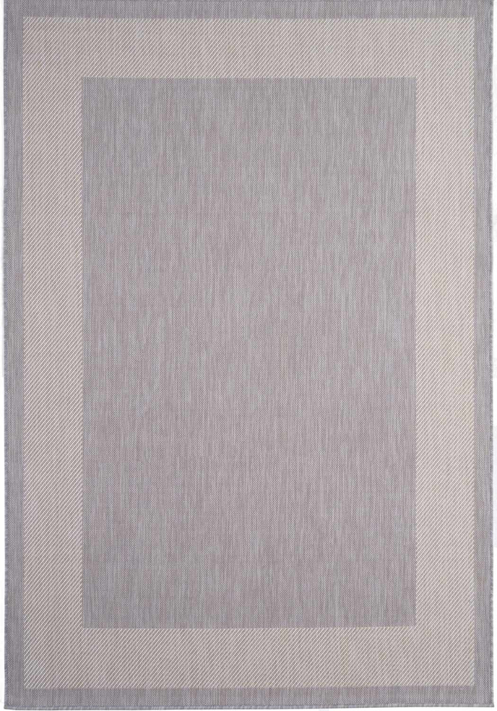 Ecology Outdoor Rug in grey bordered weatherproof polypropylene
