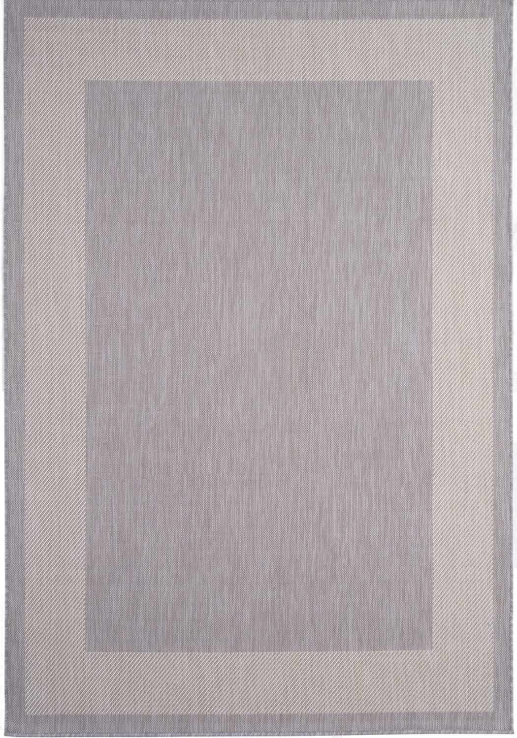 Ecology Outdoor Rug in grey bordered weatherproof polypropylene