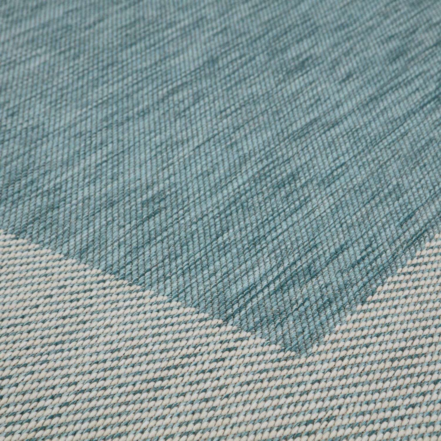 Ecology Outdoor Rug | Aqua Bordered Flatweave | Weatherproof Polypropylene