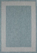 Ecology Outdoor Rug in aqua bordered weatherproof polypropylene