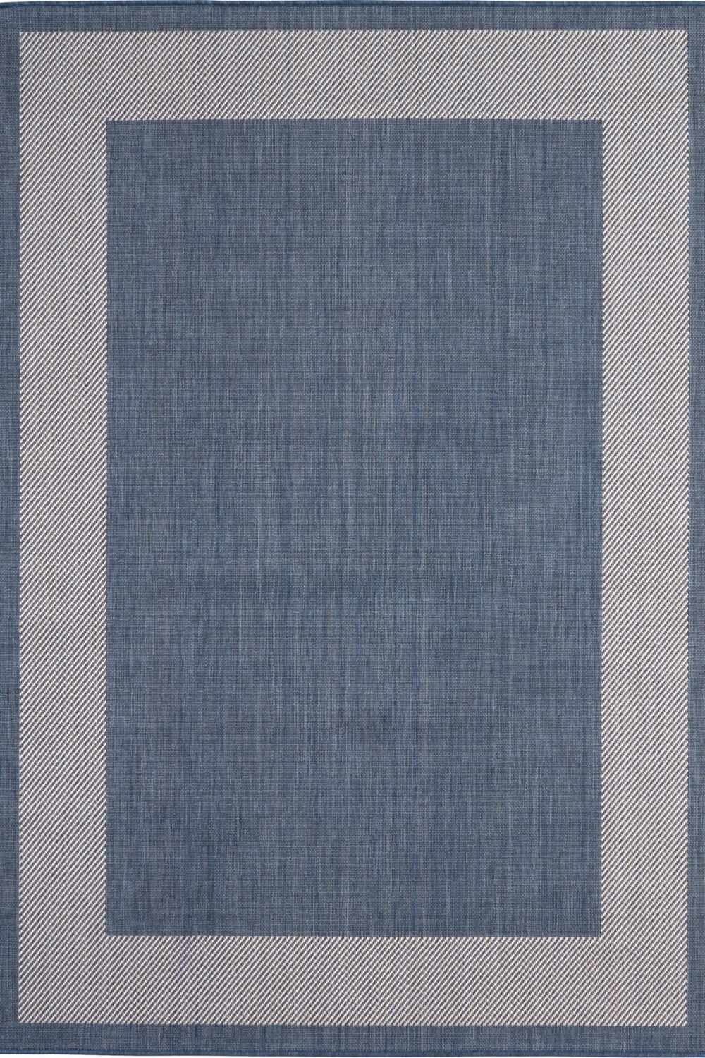 Ecology Outdoor Rug in blue bordered weatherproof polypropylene