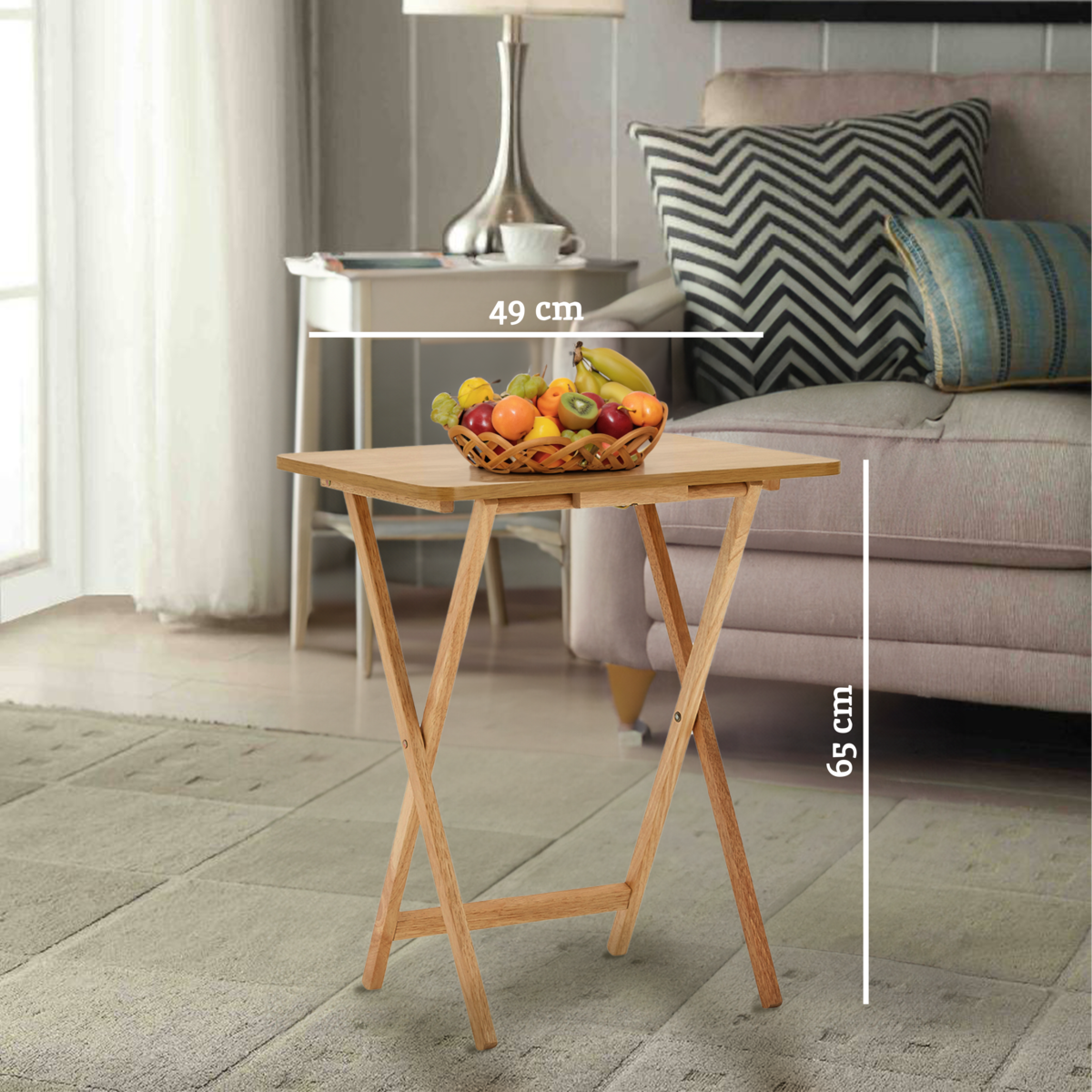 Heva Folding Snack Table | Natural Tropical Hevea Wood Folding Snack Table