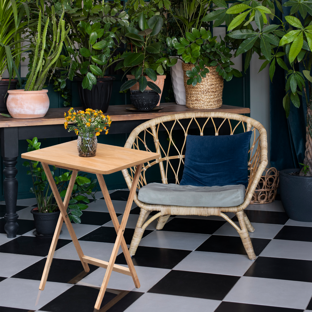 Heva Folding Snack Table | Natural Tropical Hevea Wood Folding Snack Table