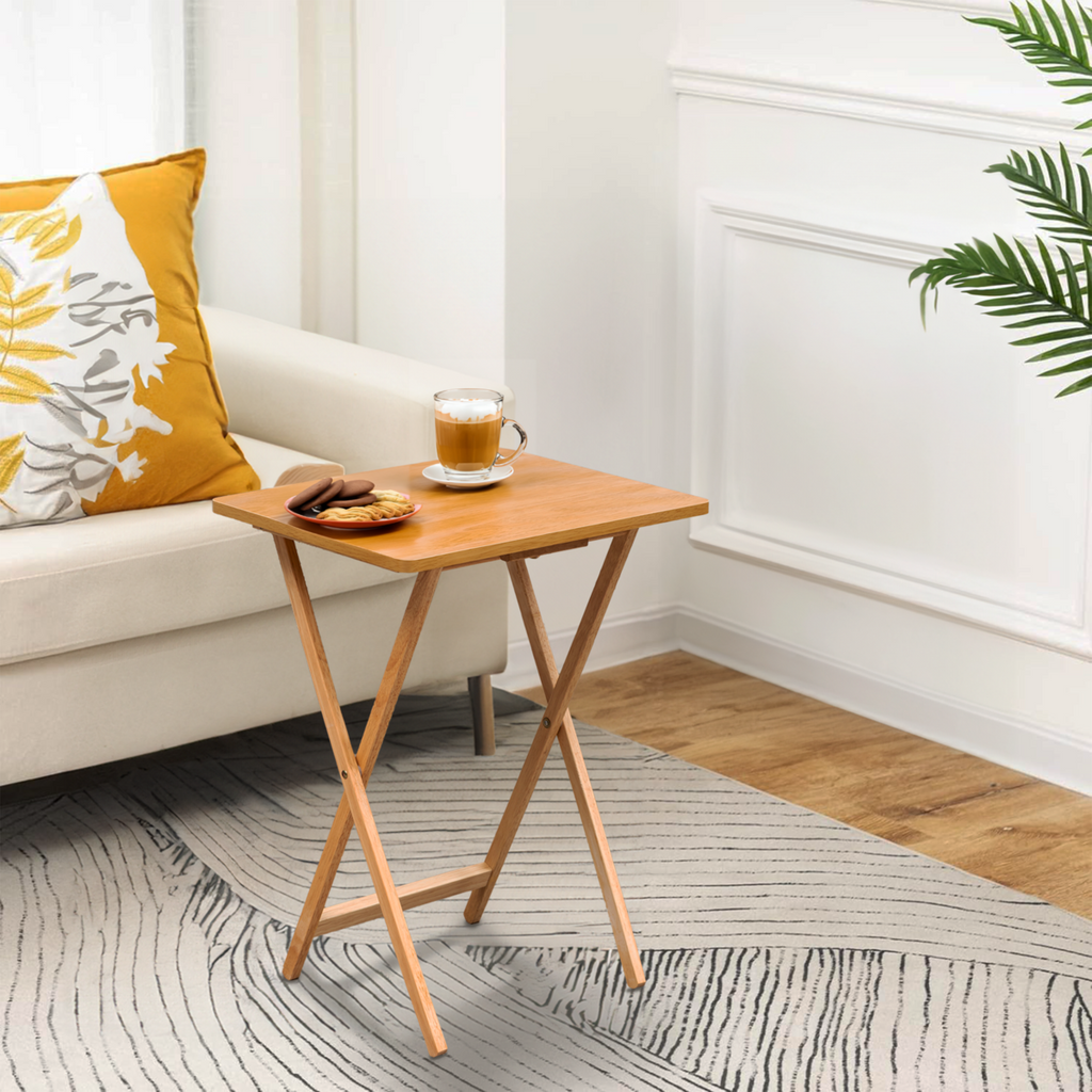 Heva Folding Snack Table | Natural Tropical Hevea Wood Folding Snack Table