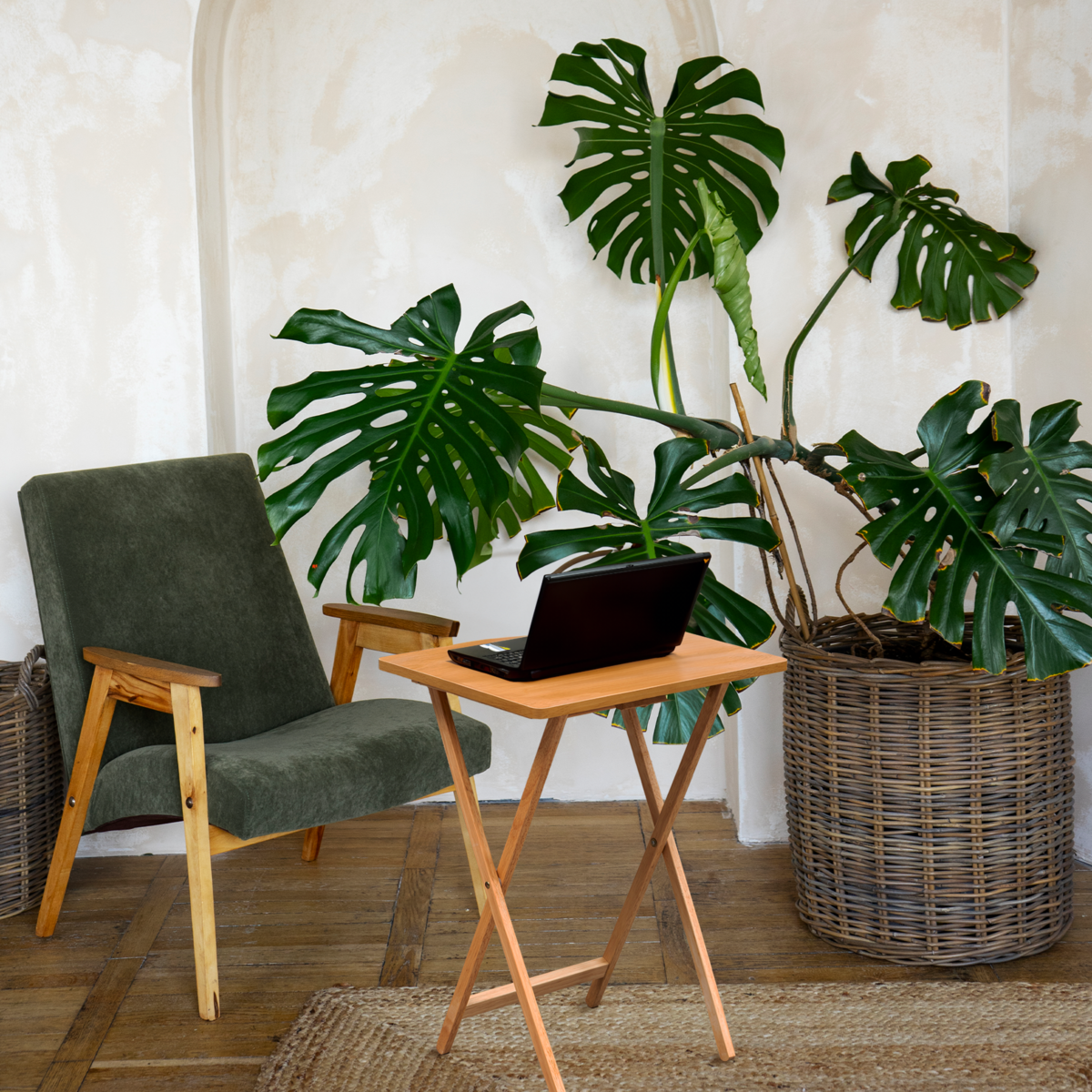 Heva Folding Snack Table | Natural Tropical Hevea Wood Folding Snack Table