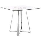 Metropolitan Dining Table | Clear Glass Square Dining Table with Silver Finish Legs