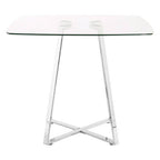 Metropolitan Dining Table | Clear Glass Square Dining Table with Silver Finish Legs