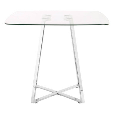 Metropolitan Dining Table | Clear Glass Square Dining Table with Silver Finish Legs
