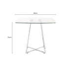 Metropolitan Dining Table | Clear Glass Square Dining Table with Silver Finish Legs