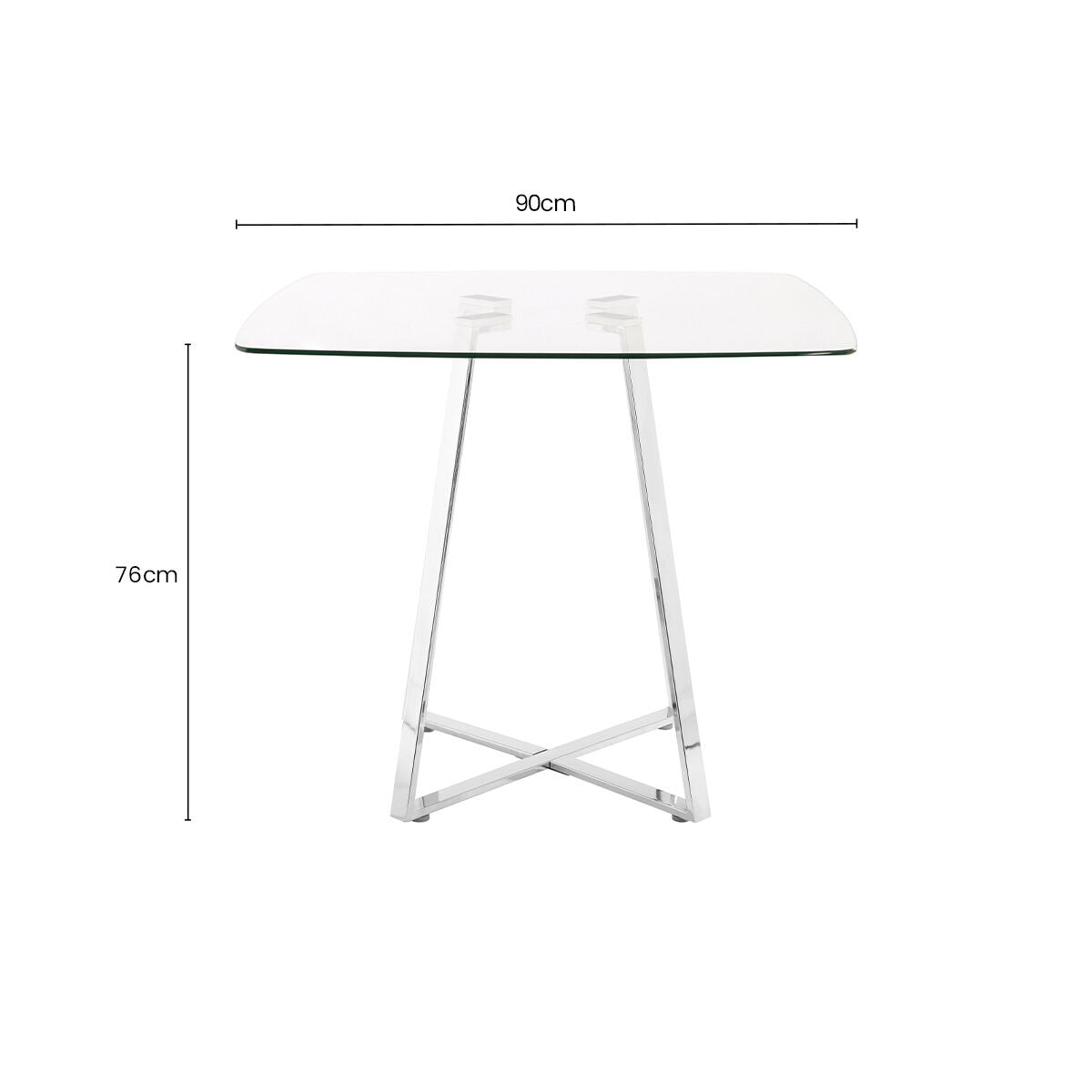 Metropolitan Dining Table | Clear Glass Square Dining Table with Silver Finish Legs