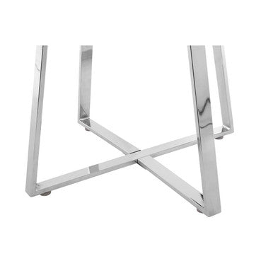 Metropolitan Dining Table | Clear Glass Square Dining Table with Silver Finish Legs