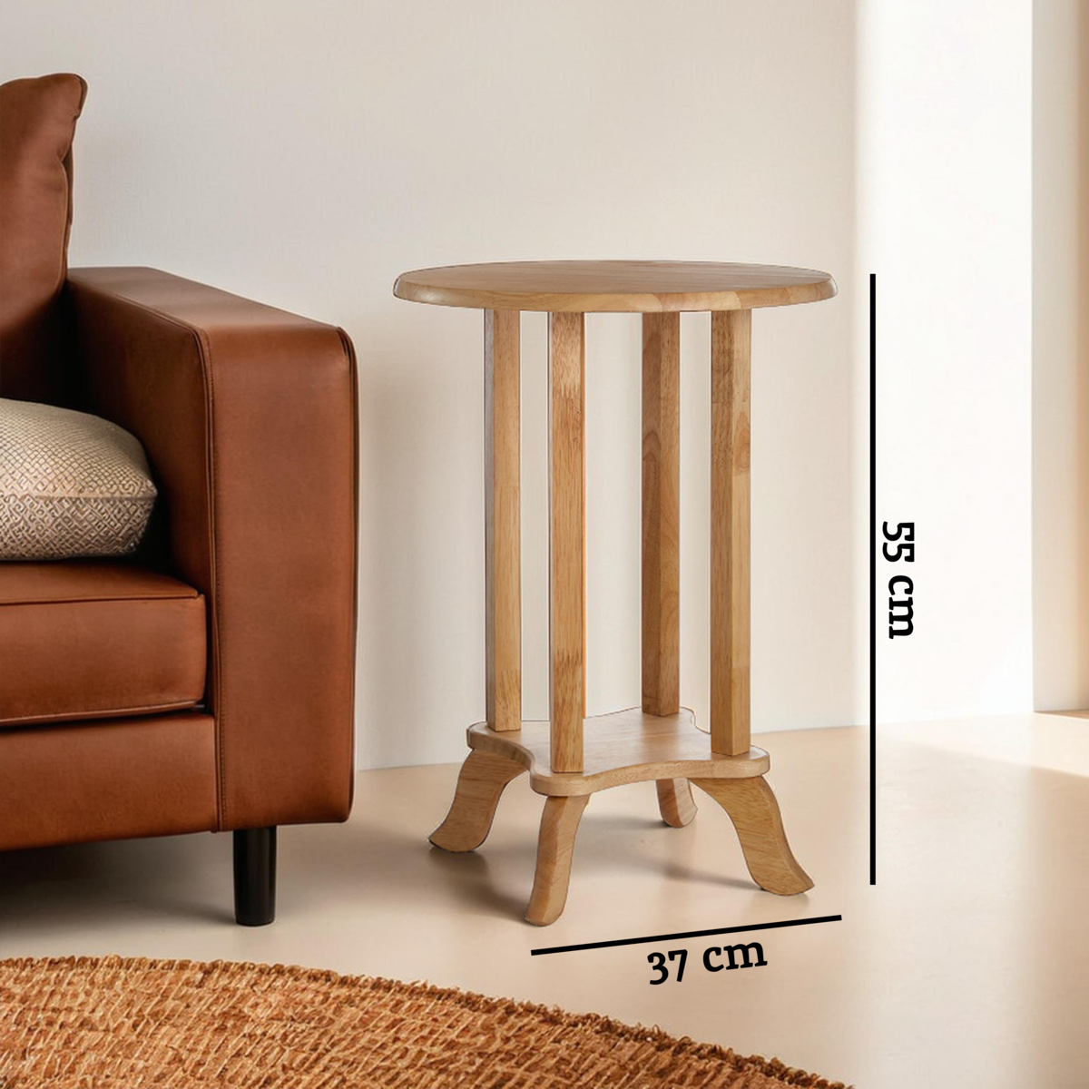 Heva Side Table | Natural Tropical Hevea Wood Round Side Table