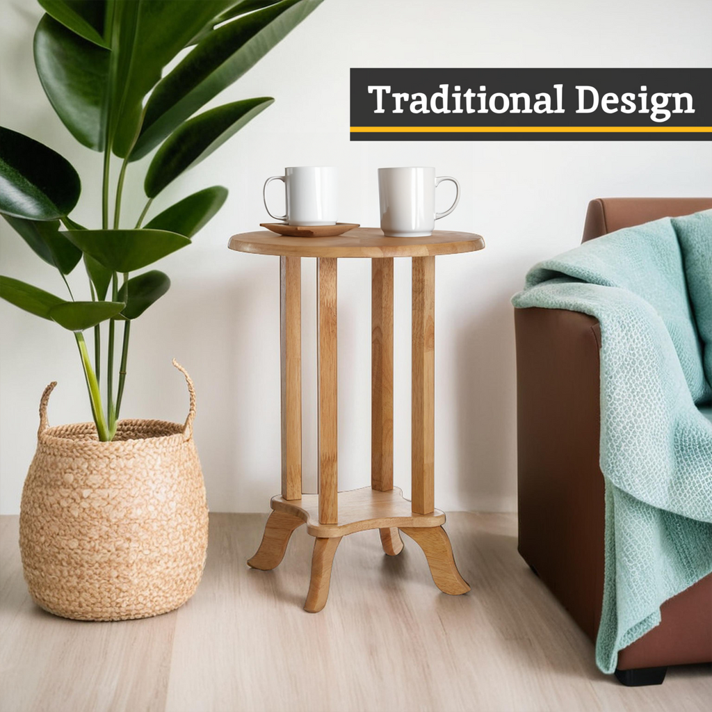Heva Side Table | Natural Tropical Hevea Wood Round Side Table